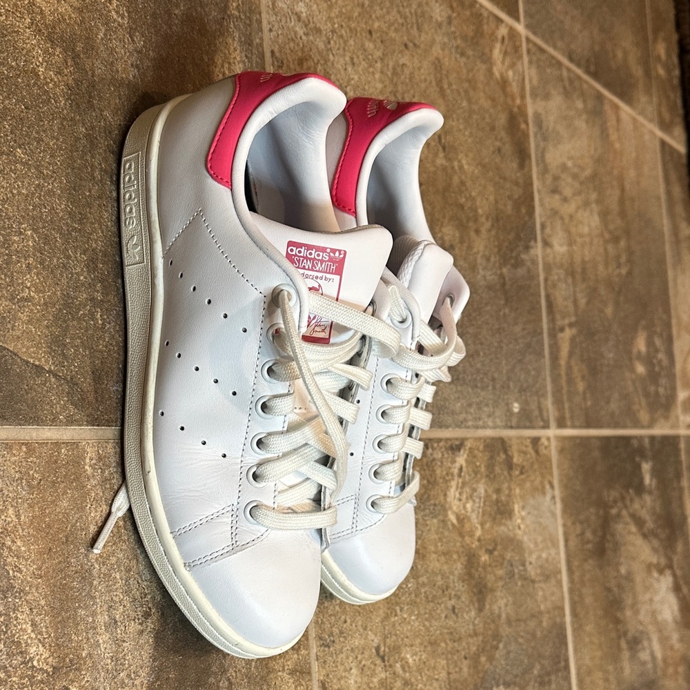 Adidas Stan Smith White with Pink Heel Sneakers